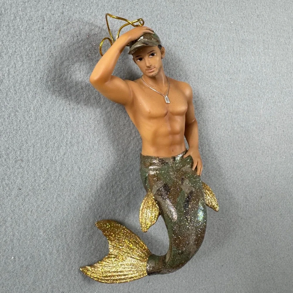 December Diamonds 2012 Camo Merman Ornament Retired 55-90777 Glitter Military